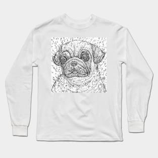 PUG pencil portrait Long Sleeve T-Shirt